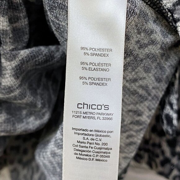 CHICOS Leopard Top Medium (Chico's 1) Cowl Neck Jersey Gray Black Long Sleeve - Picture 9 of 10